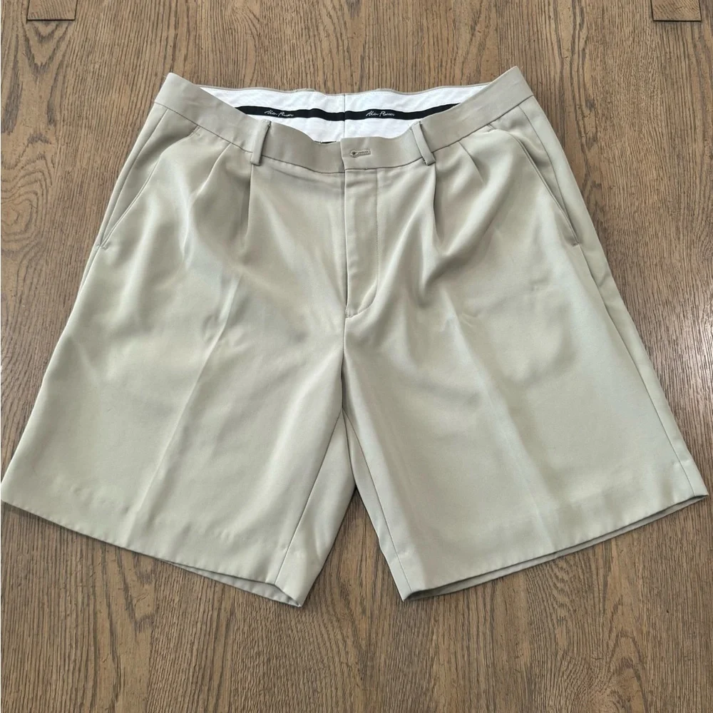 Alan Flusser Golf Light Khaki Flat Front Men's Shorts Size 36 Athletic business